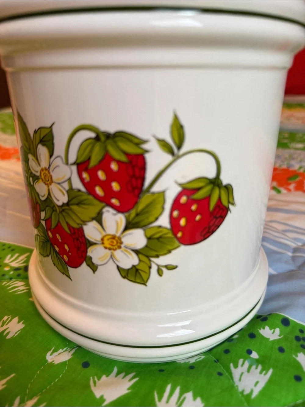 Vintage 70s Sears Strawberry Fields Canister Approx. 10in Tall x 6in Wide